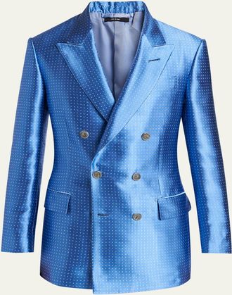 Tom Ford Mens Silk Polka Dot Double-Breasted Dinner Jacket