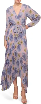 Melloday Tie Waist Long Sleeve Pleated Maxi Dress in Pink Lilac at Nordstrom Rack, Size X-Small
