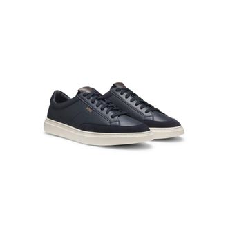 BOSS Leather sneakers with suede trims