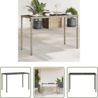 vidaXL Tavolo in vetro - Tavolo da Giardino Piano in Vetro Grigio 115x54x74cm Polyrattan
