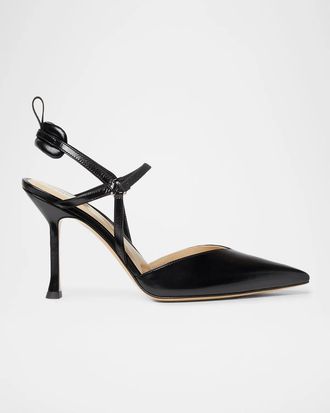 Fendi 95mm Vitello Patent Leather Slingback Pumps