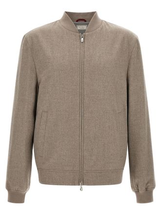 Brunello Cucinelli Gray Cashmere Mens Bomber