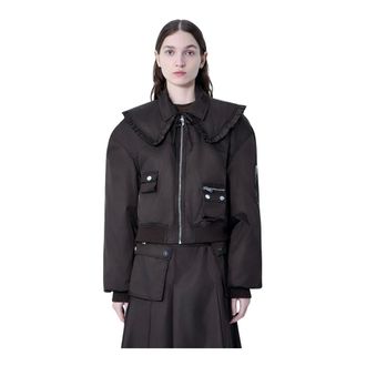 Ganni Bomber Jackets, female, Brown, Size: XS Duchesse Nylon Bomber Jacket
