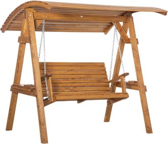 OUTSUNNY 2 Seater Garden Swing Chair Canopy Swing Bench with Adjustable Shade