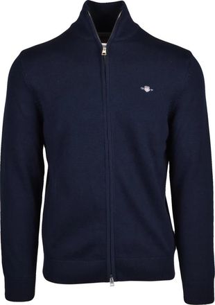 GANT Cardigan met rits - Heren - Vesten - Blauw - M - Katoen - Truien & Vesten