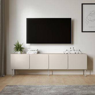 Dmora Mueble Para Tv Mornago, Un Estante, 4 Puertas, 4 Compartimentos, 200x42x60h Cm Beige