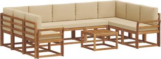 vidaXL Conjunto De Sof&aacute;s De Exterior 10 Uds. Natural Y Beige Vidaxl