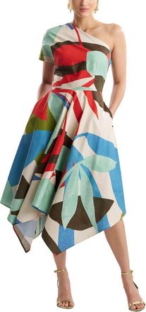 Natori Abstract Palm Poplin Dress