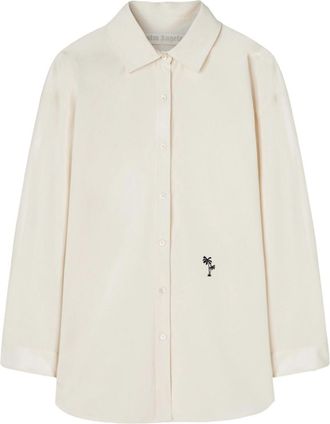 Palm Angels Beige Logo cotton shirt