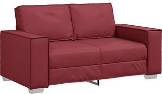 vidaXL Sof&aacute; Loveseat De 160 Cm Rojo Vino Tinto Cuero Sint&eacute;tico Vidaxl