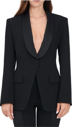 Simona Corsellini Smokingjasje met achteropening - Dames - Blazers - Zwart - XS - Polyester - Jassen