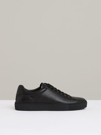 Reiss All Black Leather Low-top Trainers, E41
