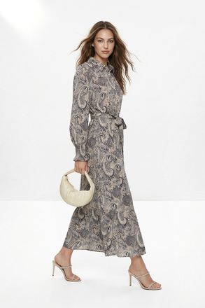Trendyol Modest Dames Blauw Paisley Maxi Lang A-lijn Modest Jurken