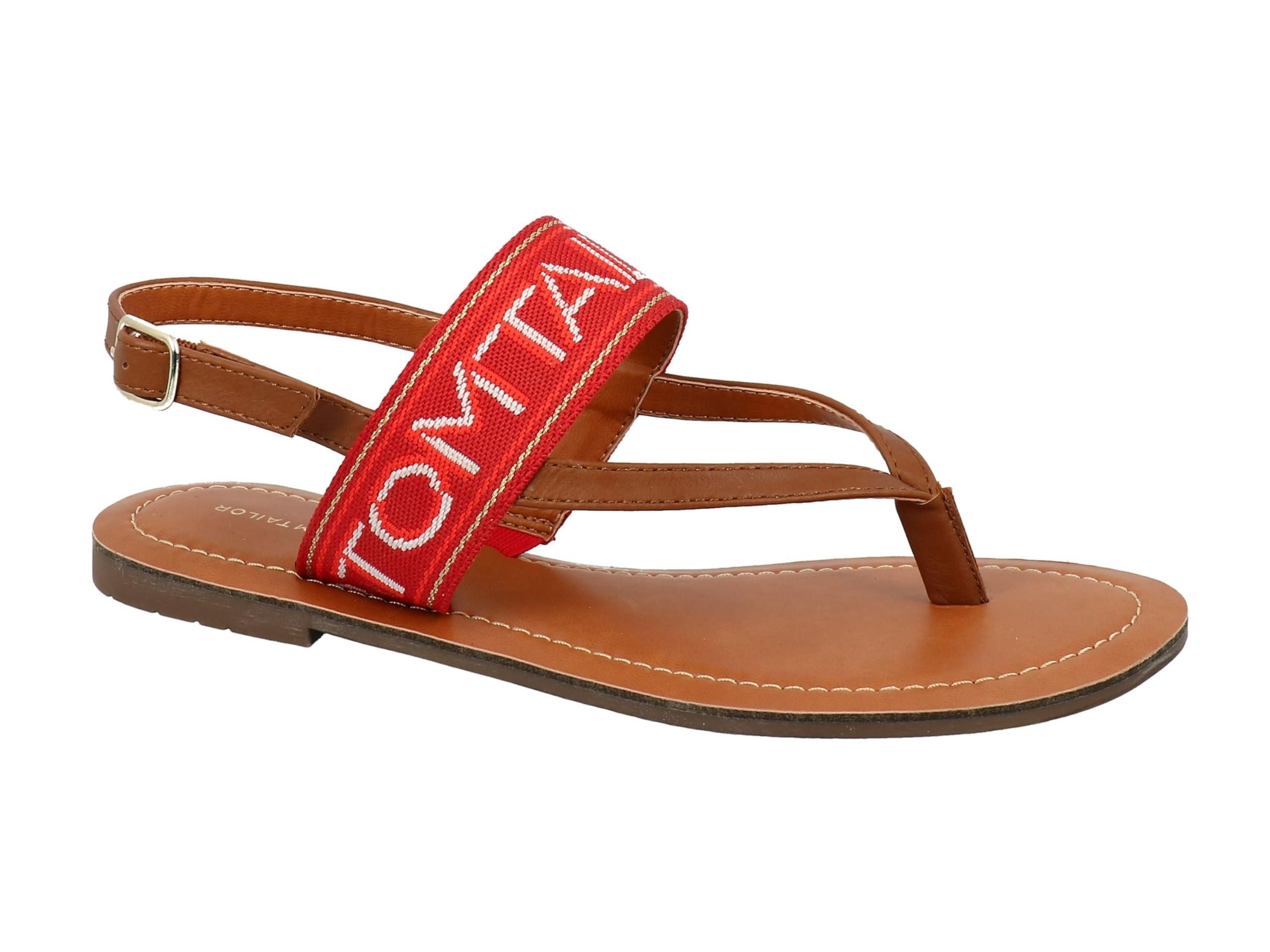 TOM TAILOR Damen Sandale 5393406 – Bequemer Zehentrenner Aus PU Mit Flacher EVA-Sohle Für Den Sommer