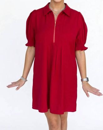 Jade Yoga Front Zip Darts Dress In Wine