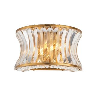 Netlighting Vittoria Wall Lamp Warm Brass Plate Crystal & Clear Glass in Yellow