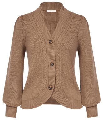 Belle Poque Women Casual Cable Sweater Button up Shawl Cardigan Retro Long Sleeves Cardigan Brown S