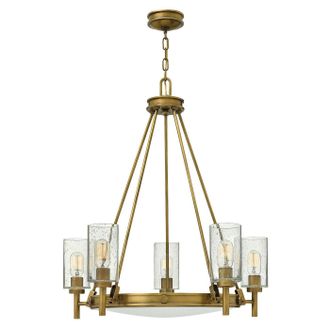 Loops 5 Bulb Chandelier Hanging Pendant LIght Heritage Brass LED E27 100W Bulb in Metallics