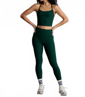 Beyond Yoga Spacedye Caught In The Midi High Waist Legging In Dark Spruce Green Heather