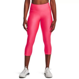 Under Armour Womens HeatGear High Waisted Pocketed No-Slip Capri Leggings, (683) Pink Shock / / White