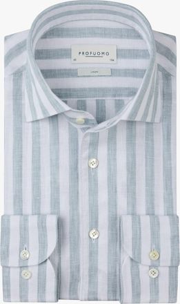 Profuomo Linnen overhemd Profuomo Regular fit lichtblauw wit gestreept