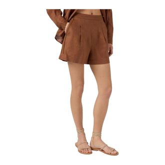 MC2 Saint Barth Casual Shorts, female, Brown, Size: M Linen Shorts