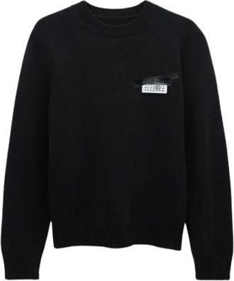 Maison Margiela Truien & Vesten, Heren, Zwart, 2Xl, Ronde hals gebreide kleding