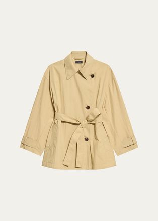 Theory Cropped Double-Breasted Trench Coat