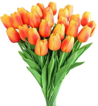 OEM Allecto - Flores Artificiales - Ramo De Tulipanes - Aspecto Natural - Rojo Y Amarillo - Decoraci&oacute;n Para El Hogar Y El Jard&iacute;n - 30 Piezas