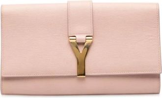 Saint Laurent Pre-owned Clutches, female, Pink, Size: ONE SIZE Pre-owned Leather Clutch