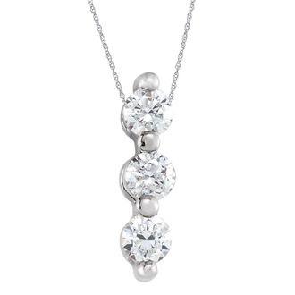 Pompeii3 1/2Ct Diamond Necklace Three Stone Pendant in 10k White or Yellow Gold