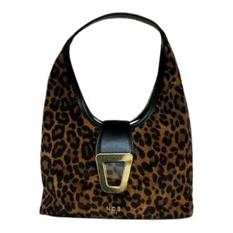 NCUB Shoulder Bags, female, Brown, Size: ONE SIZE Borsa a mano in camoscio fantasia maculata con chiusura a lembo in metallo