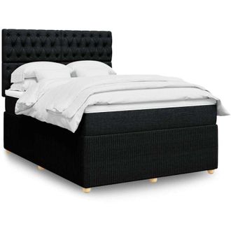 vidaXL Cama Box Spring Con Colch&oacute;n Tela Negro 140x190 Cm Vidaxl