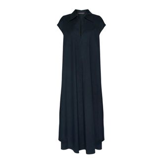 Elena Miro Midi-jurk met V-hals en kimono-mouwen - Dames - Casual kleedjes - Blauw - S - Katoen - Kleedjes