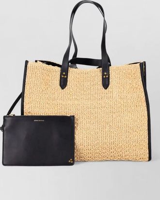 Jerome Dreyfuss leather raffia beach bag