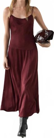 MASSIMO DUTTI Strappy Midi Slip Dress In Burgundy
