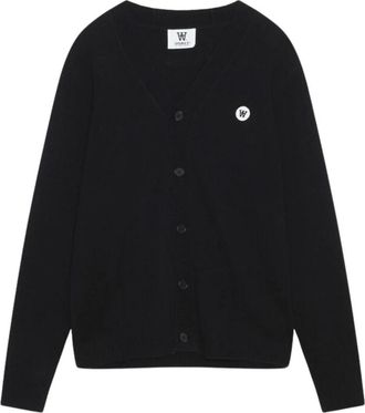 Wood Wood LEO Lamswollen Cardigan - Dames - Vesten - Zwart - XS - Wol - Truien & Vesten