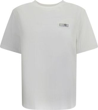 Maison Margiela Womens Printed Logo Classic Tee - White Cotton - Size X-Small