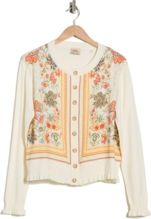 Elie Tahari Mix Print Sweater Cardigan in Ivory/Gold W/Chintz Flrl Prt at Nordstrom Rack, Size X-Small