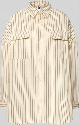 Karo Kauer Oversized Hemdbluse mit Knopfleiste in Offwhite, Größe XL