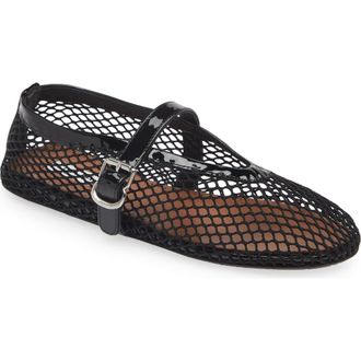Alaia Fishnet Ballerina Flat in Noir at Nordstrom, Size 7.5Us