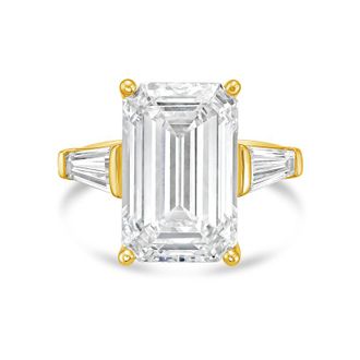 Diana M. Jewels 18kt Yellow Gold 12.00 ct tw Emerald Cut with two Long Baguettes on the side Engagement Ring (Single Claw)