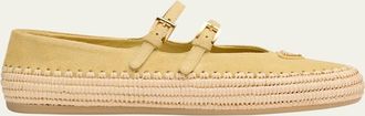 Prada Suede Double Mary Jane Strap Espadrilles