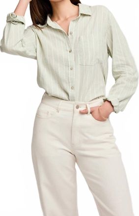 Gentle Fawn Womens Dominique Striped Button Down Shirt In Sage Green