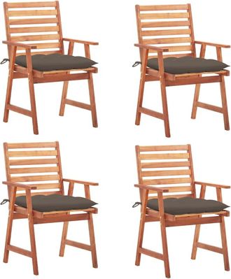 vidaXL Vidaxl - Sillas Comedor De Jard&iacute;n Y Cojines 4 Uds Madera Maciza Acacia