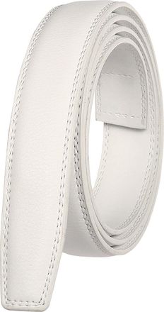Generic Belt Men Slide Adjustable Leather Belts Without Buckle (White, One Size)