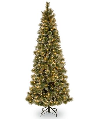National Tree Company 7.5ft Glittery Bristle Slim Pine Hinged Tree