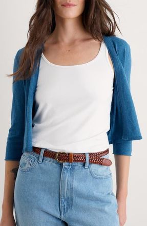 Seasalt Cornwall Vanessa Organic Cotton Open Front Crop Cardigan in Knit Melange Sailor at Nordstrom, Size 12 Us