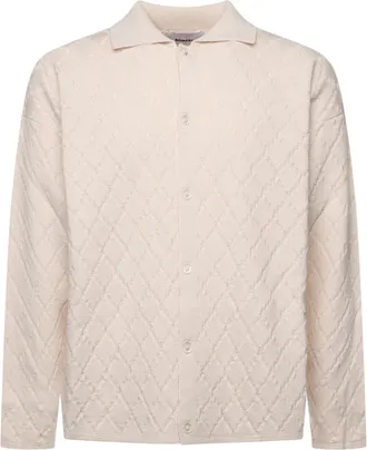 BONSAI Rombi Knit Shirt - Heren - Casual Overhemden - Beige - L - Overhemden