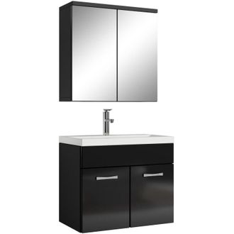 Badplaats Badplaats - Mobile da bagno Montreal 01 60cm Nero Lucido - armadietto a specchio